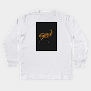 Alpine ibex Black and brownish golden Kids Long Sleeve T-Shirt